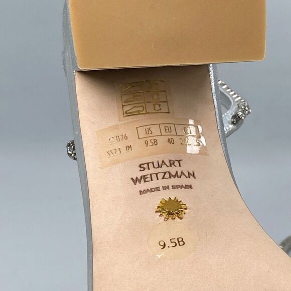 Stuart Weitzman Embellished Metallic Leather Sandals size 9.5 - Picture 12 of 12